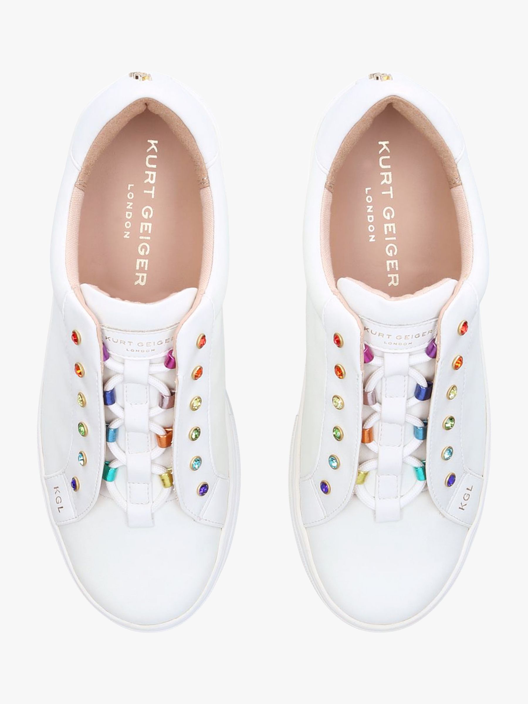 Kurt Geiger London Liviah Studded Low Top Trainers, White Rainbow, 8