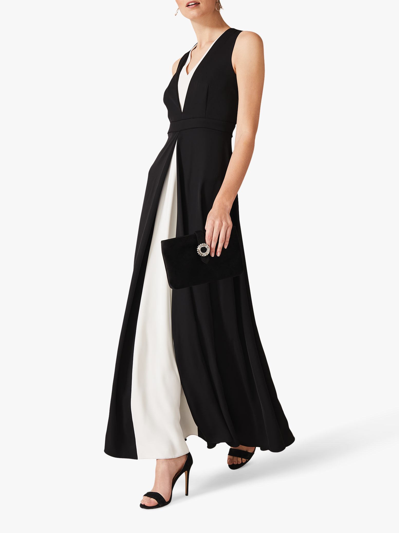 Phase Eight Addy Monochrome Maxi Dress, Black/Ivory, 14