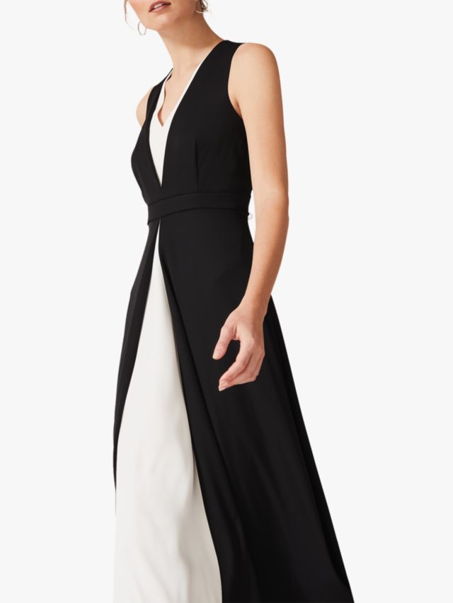 Phase Eight Addy Monochrome Maxi Dress, Black/Ivory, 14