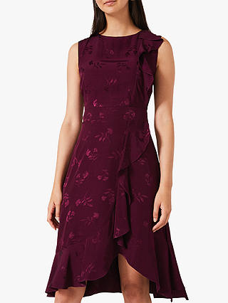 Phase Eight Reese Jacquard Frill Dress, Purple