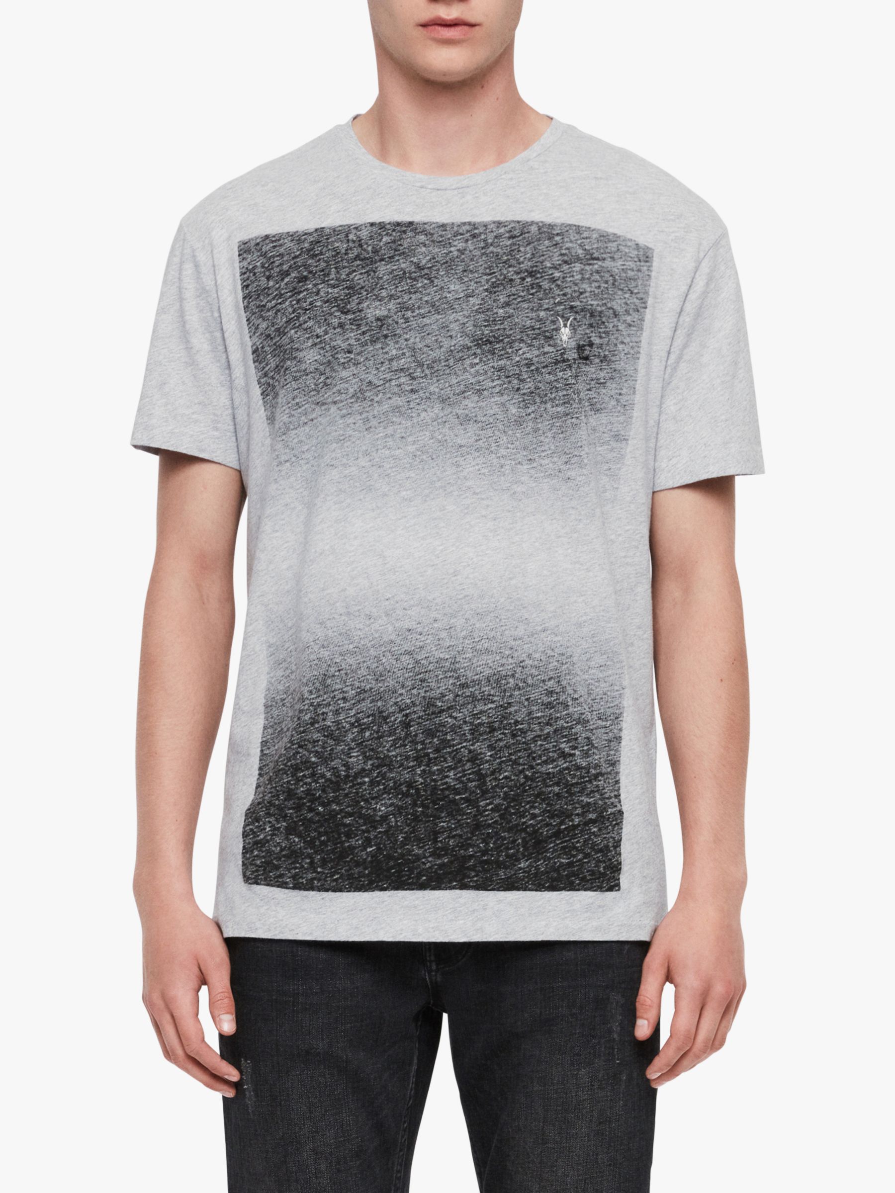 AllSaints Rufus Gradient Block T-Shirt, Grey Marl