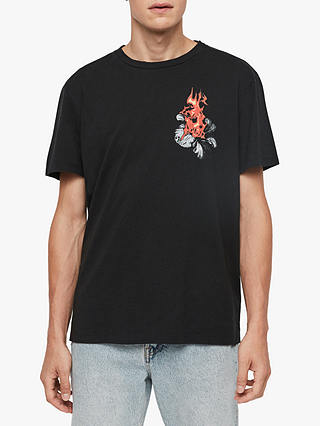 AllSaints Flameflower Graphic T-Shirt, Jet Black