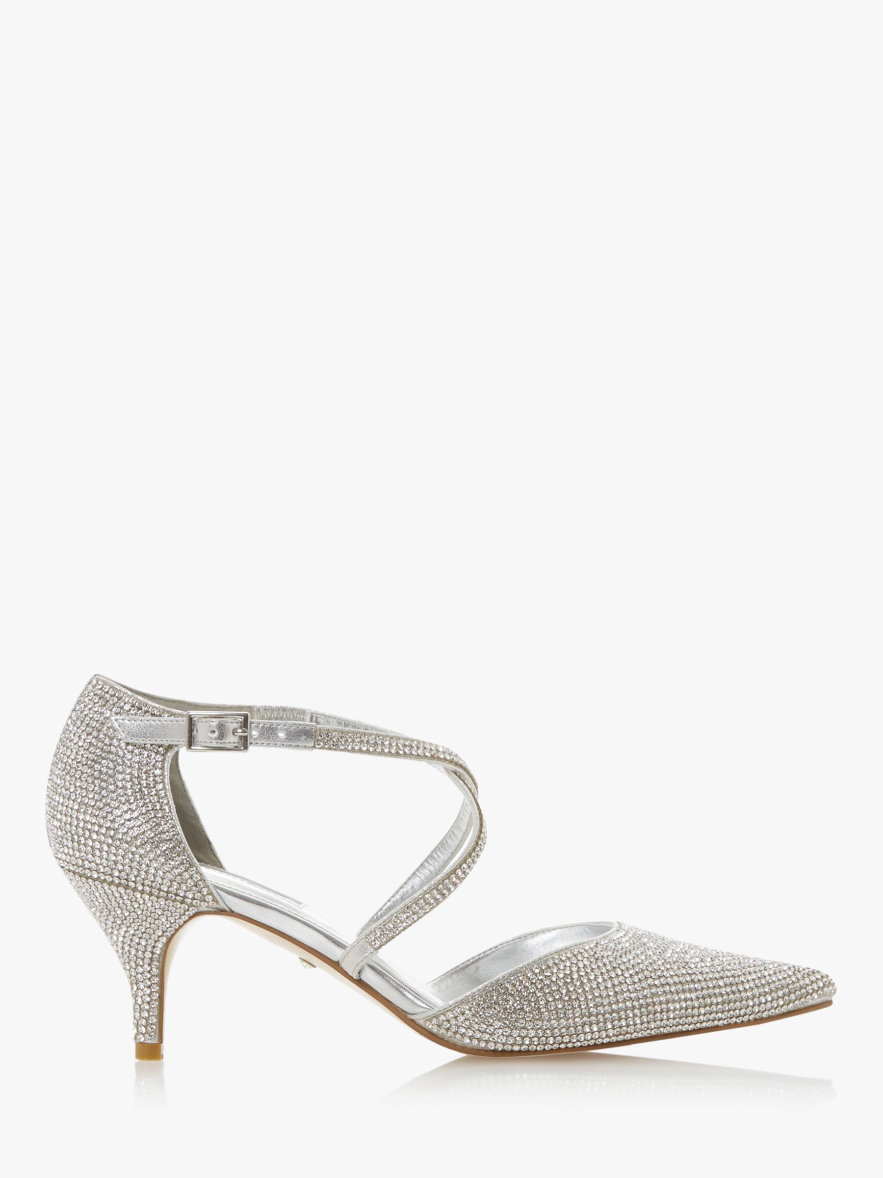 Dune Captivated Embellished Pointed Toe Court Shoes, Silver at John ...