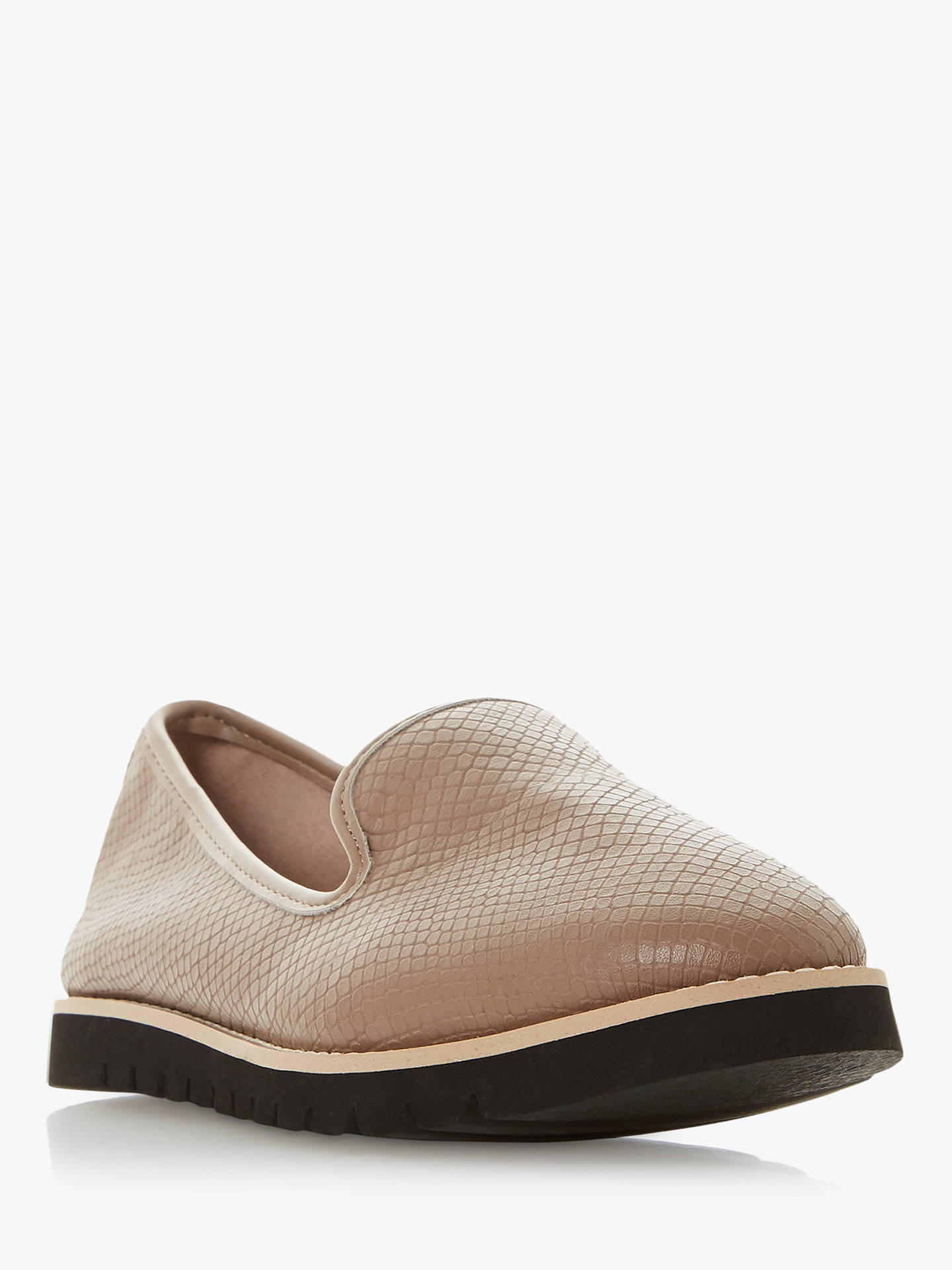 Dune Galleon Ridged Leather Loafers, Taupe at John Lewis & Partners