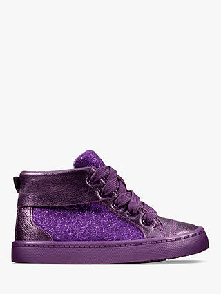 Clarks Junior City Oasis Glitter High Top Shoes, Purple
