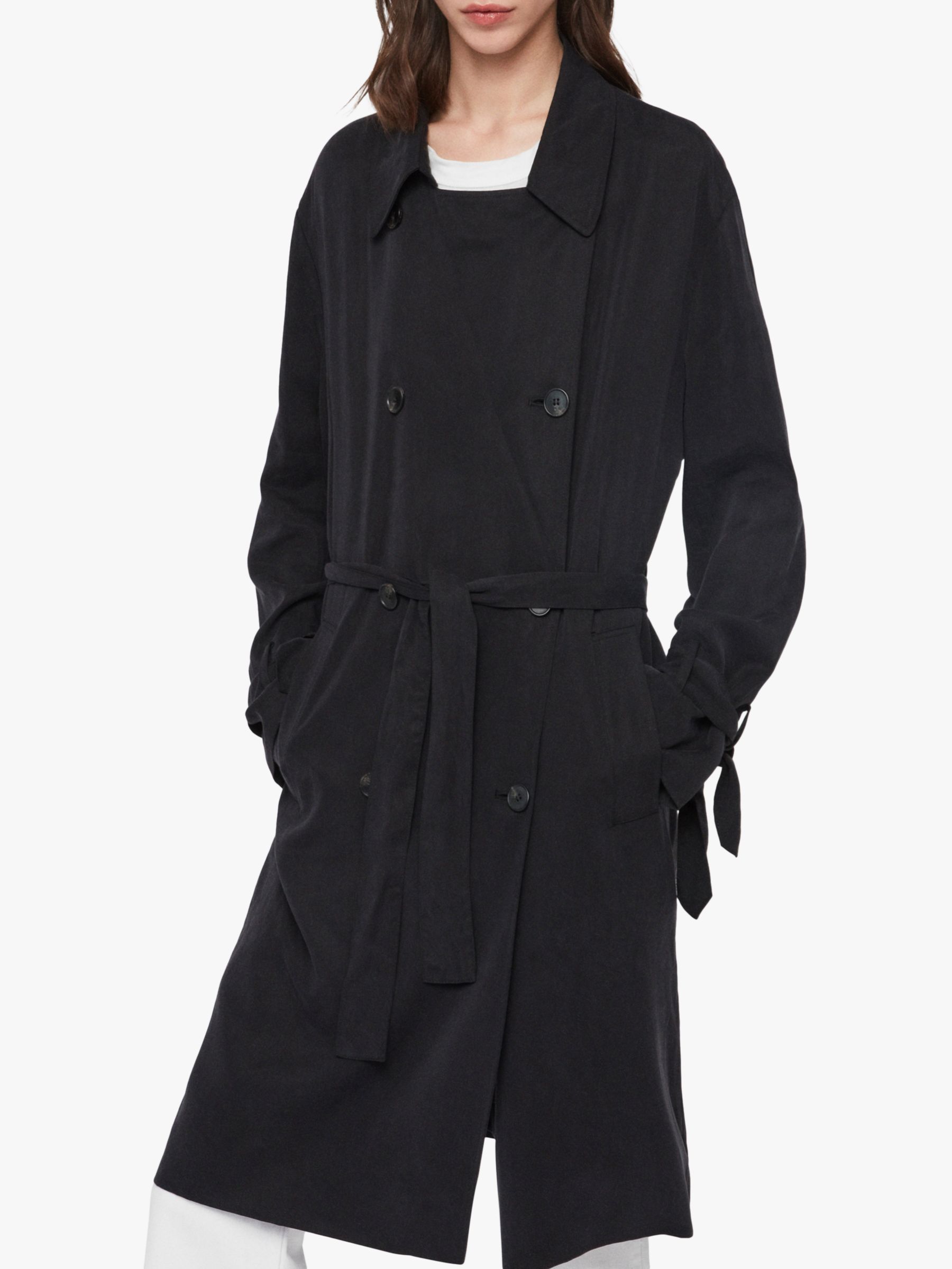 AllSaints Ria Trench Coat, Ink/Blue
