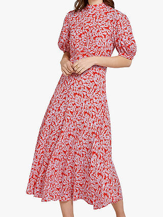 Ghost Luella Midi Dress, Shadowed Daisy Red