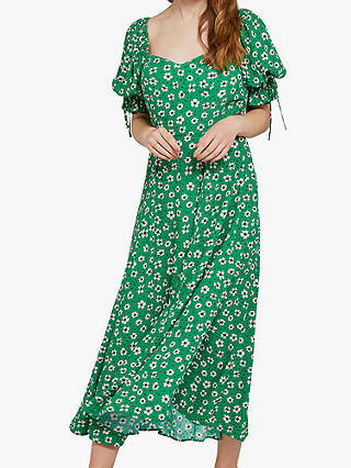 Ghost Melina Midi Floral Dress, Green/Multi