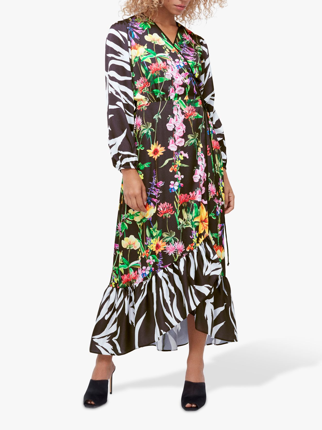 coast animal contrast wrap dress