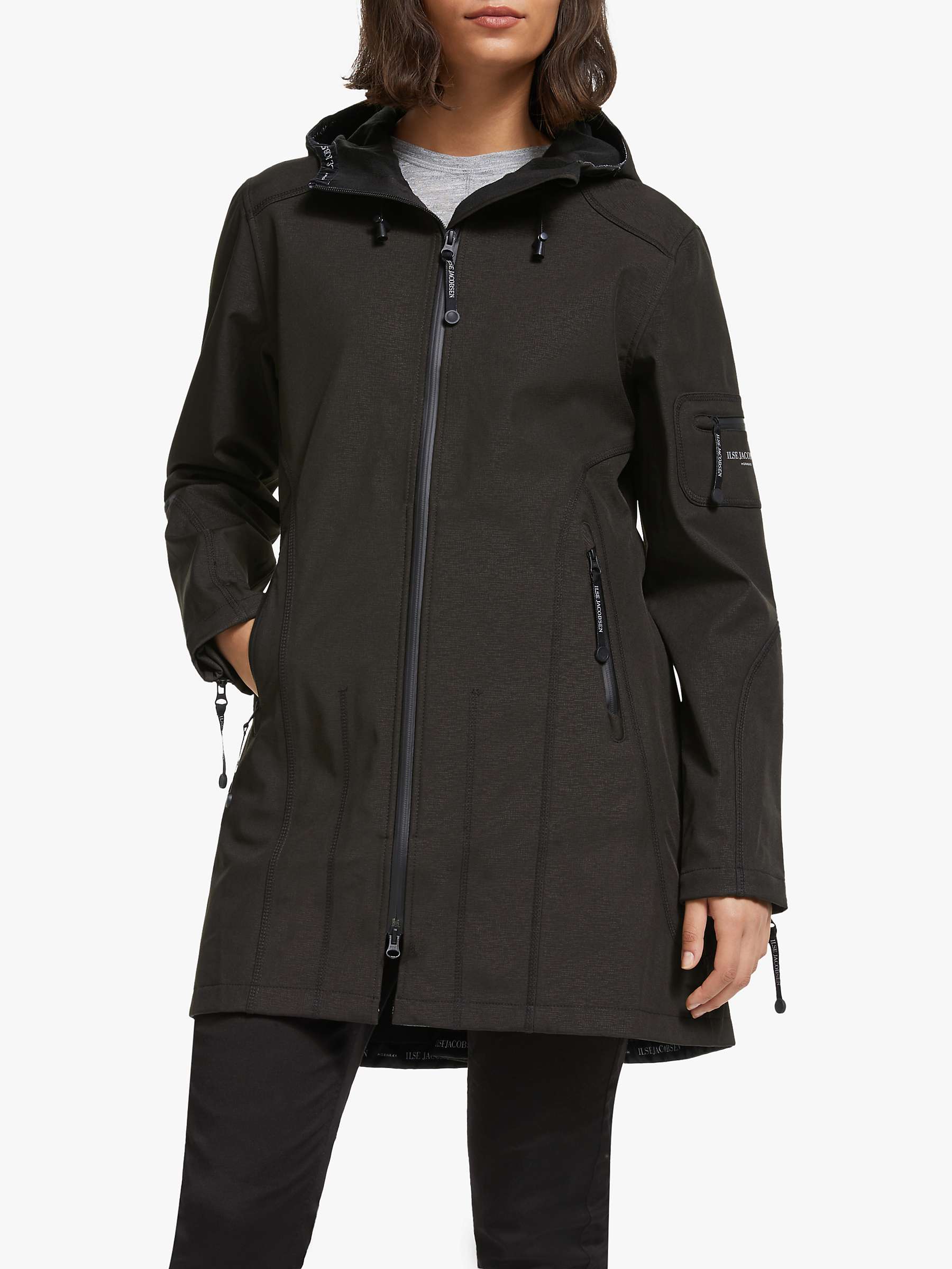 Buy Ilse Jacobsen Hornbæk 3/4 Length Raincoat, Black Online at johnlewis.com