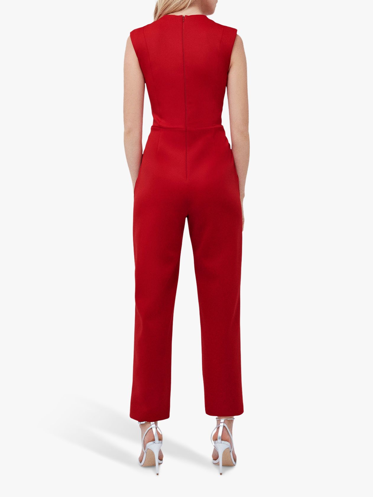 red tailored jumpsuit