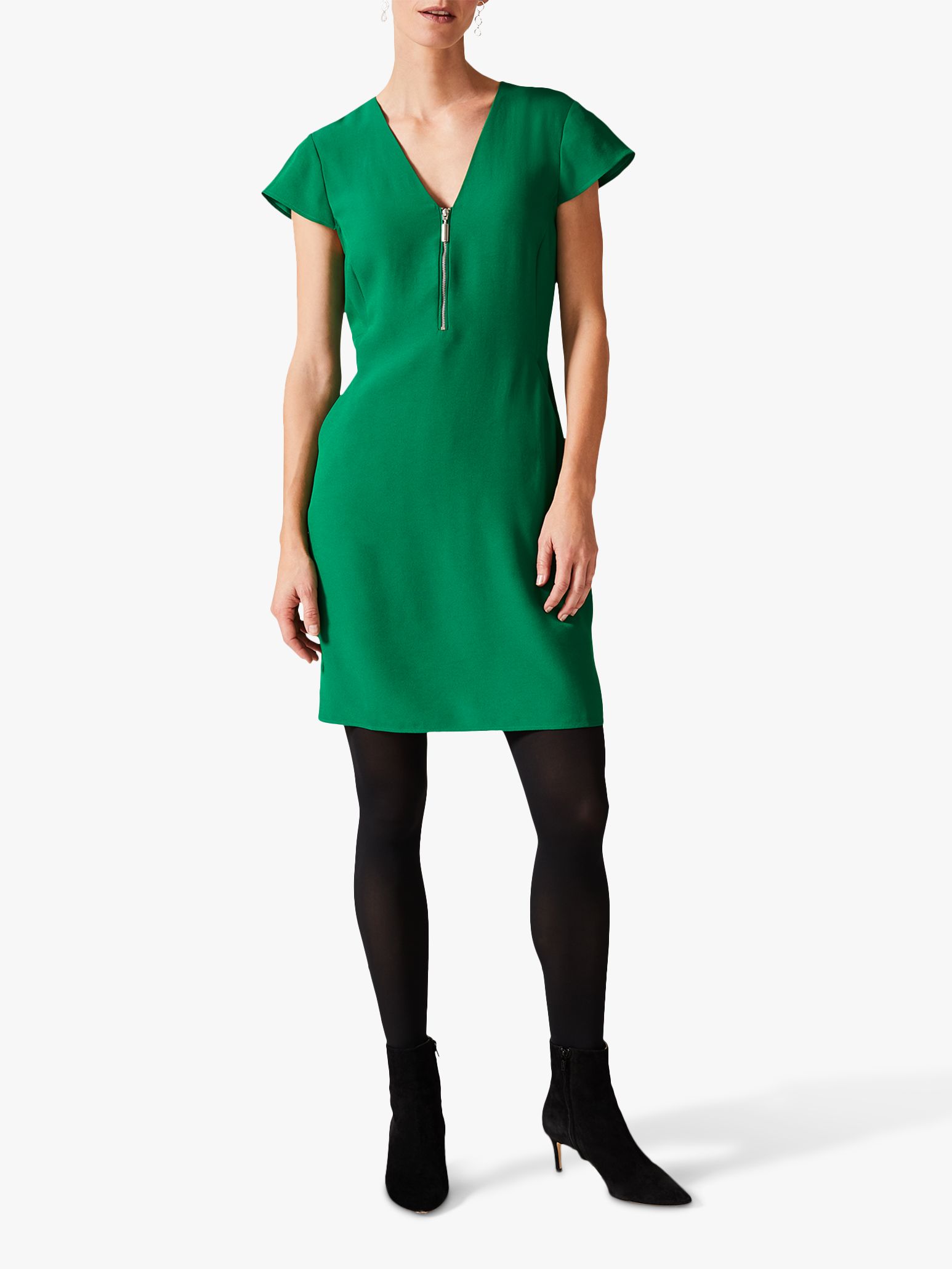 Phase Eight Victoria Zip Dress, Emerald Green
