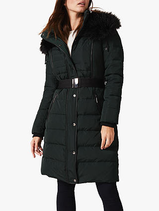 Phase Eight Brisa Side Stitch Long Puffer Jacket, Forest Green