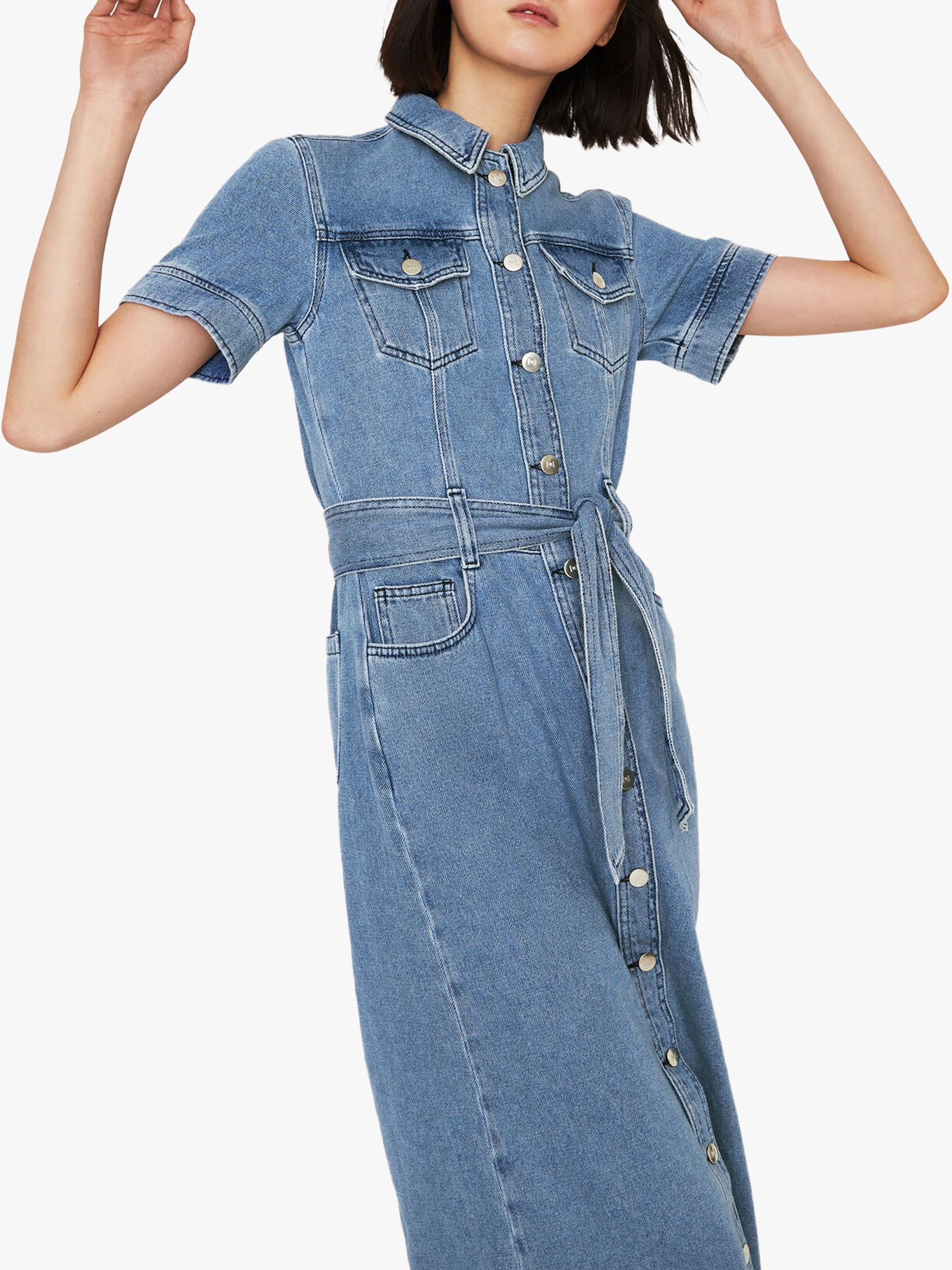 warehouse denim maxi shirt dress