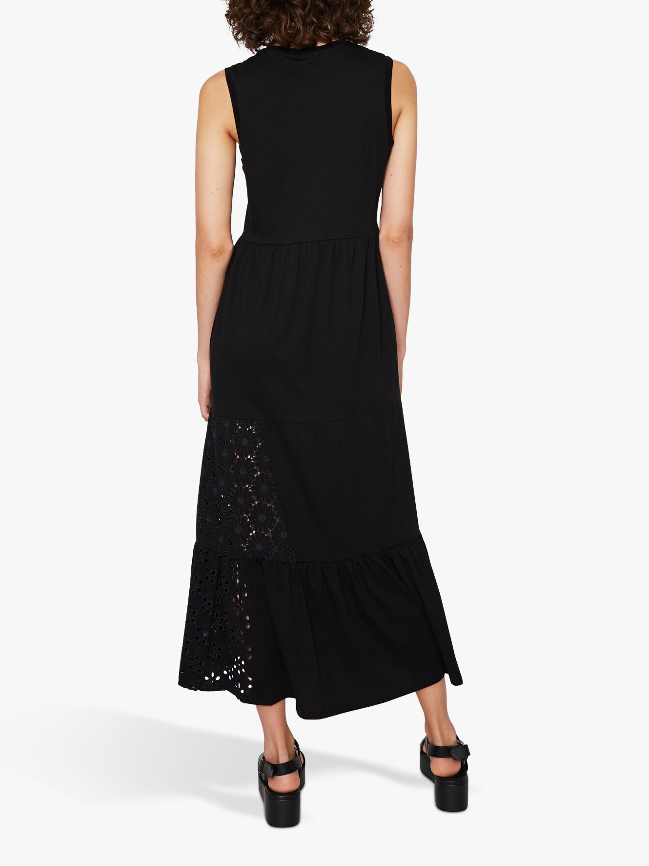 black broderie midi dress