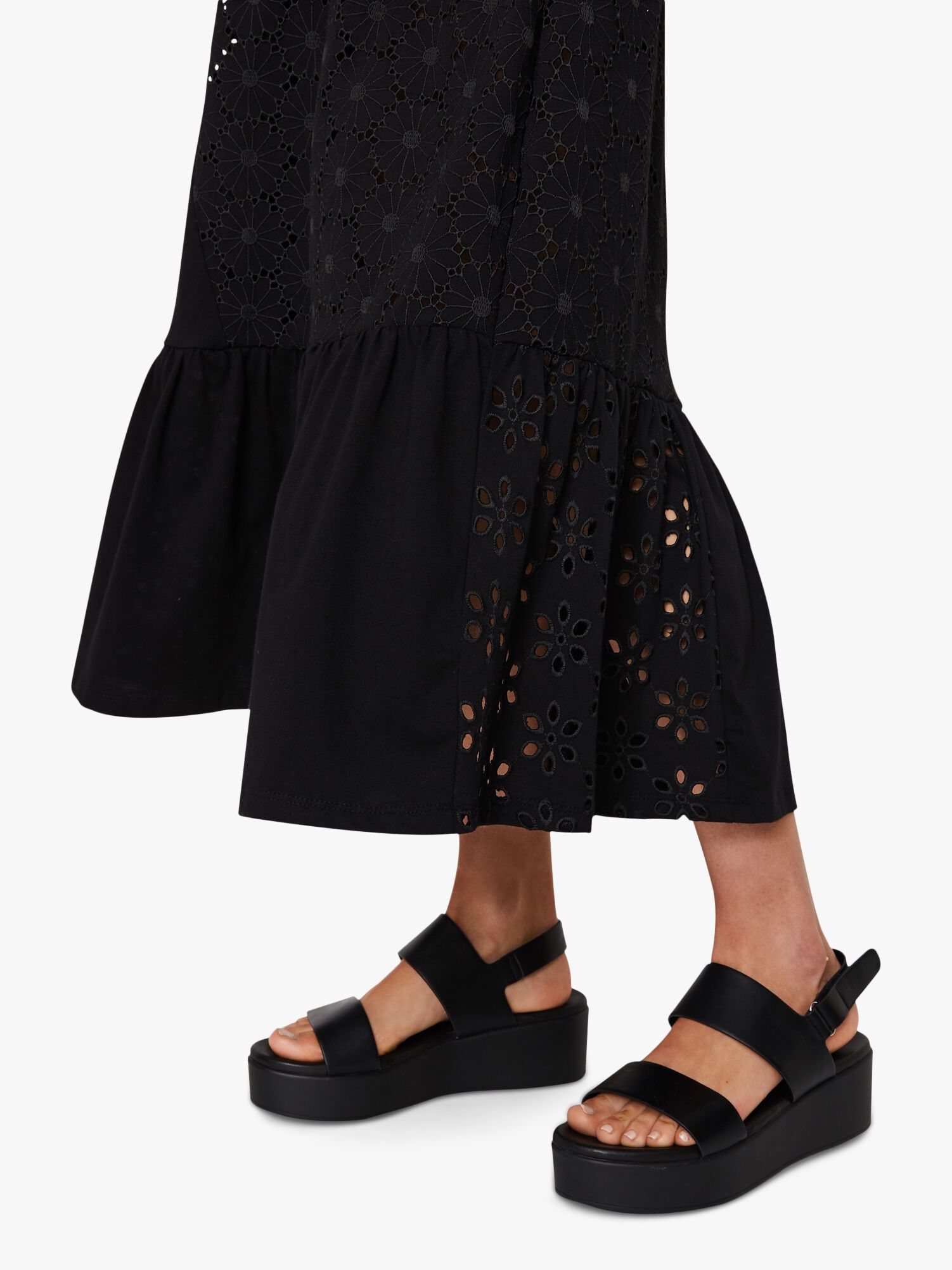 black broderie midi dress