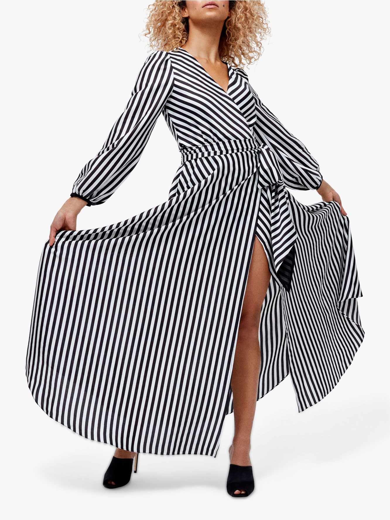 Coast Striped Wrap Dress, Monochrome