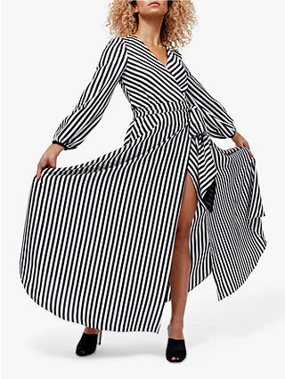 Coast Striped Wrap Dress, Monochrome
