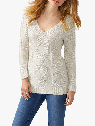 Pure Collection Brushed Cable Jumper, Heather Netural