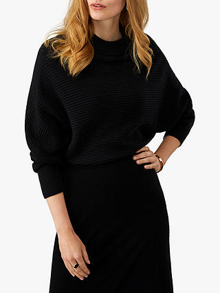 Pure Collection Batwing Crop Jumper, Black