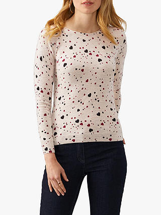 Pure Collection Cashmere Heart Patterned Sweater, Marble Heart