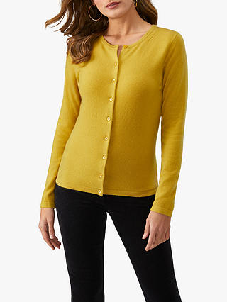 Pure Collection Crew Neck Cardigan, Amber