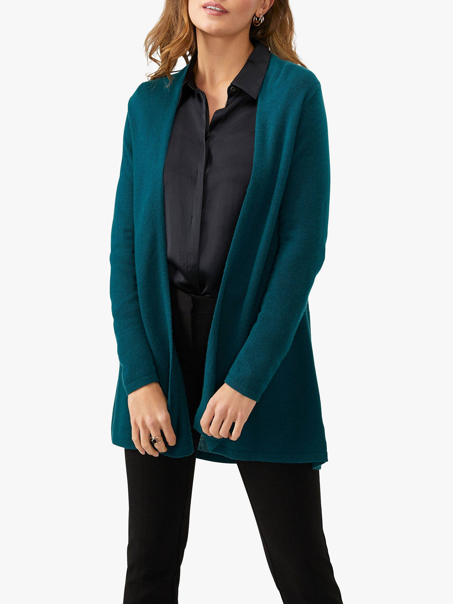 Pure Collection Cashmere Swing Cardigan | Pine Green at John Lewis ...