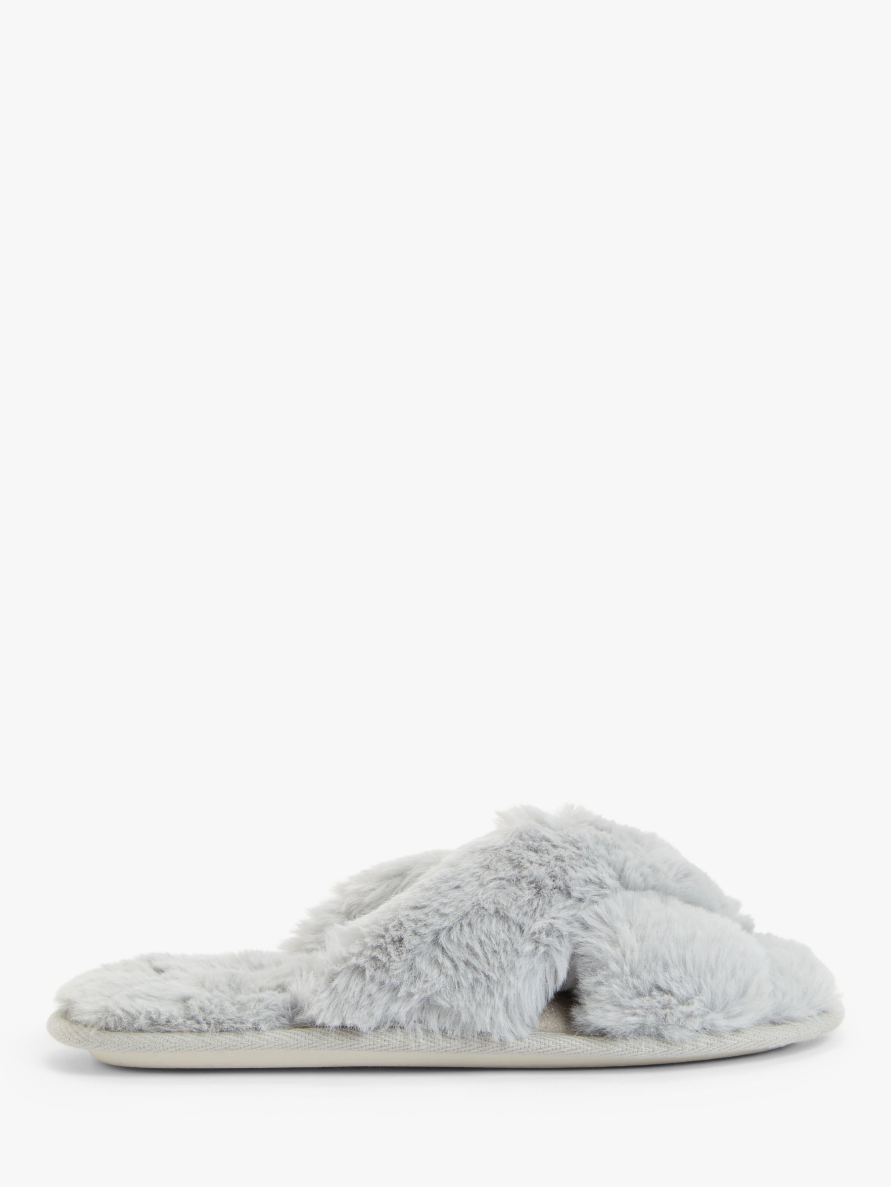 grey fluffy slider slippers