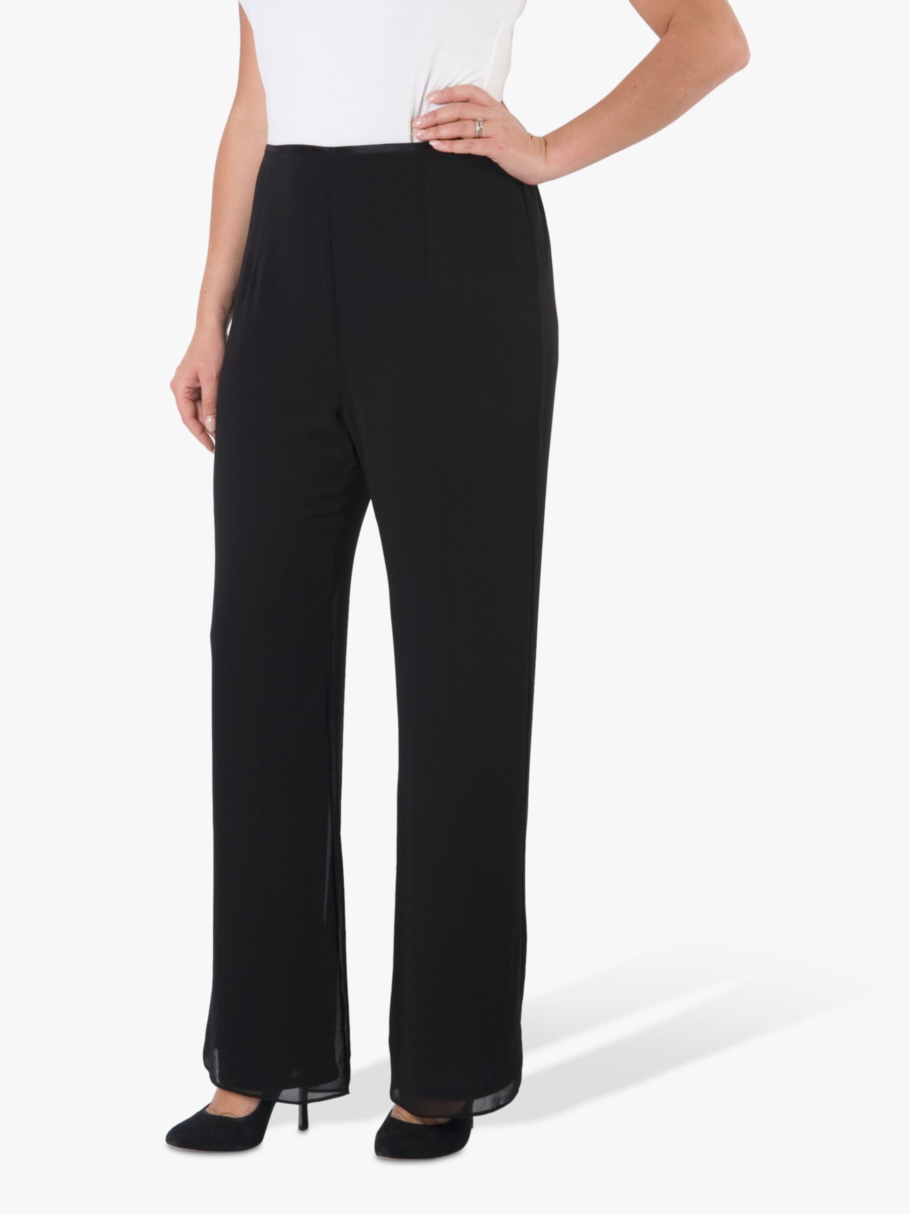 chesca Chiffon Trousers, Black at John Lewis & Partners