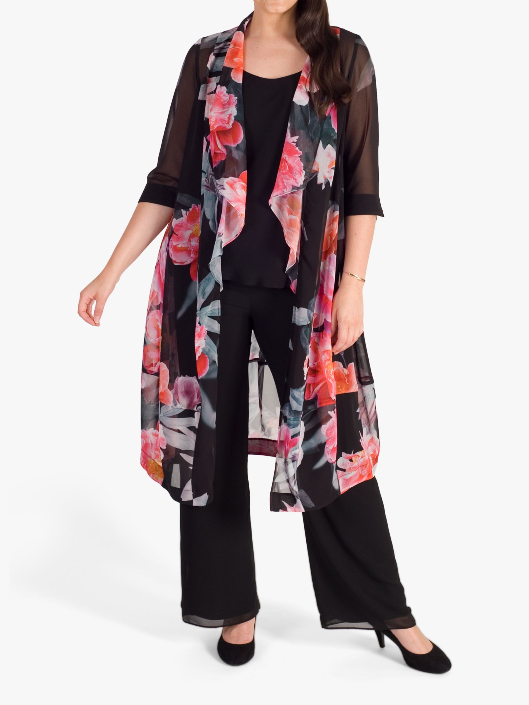 chesca Chiffon Trousers, Black at John Lewis & Partners