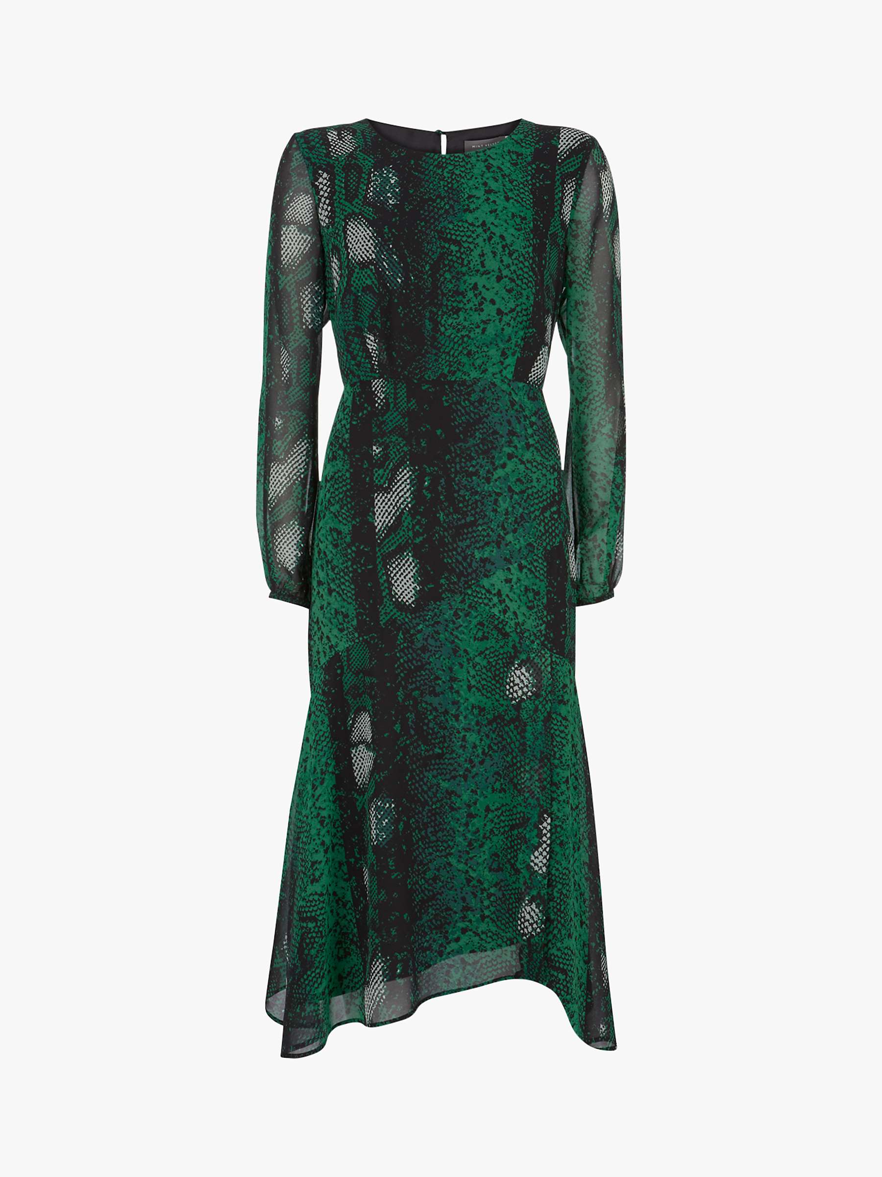 Mint Velvet Petra Snake Print Midi Dress, Green/Multi at John Lewis ...