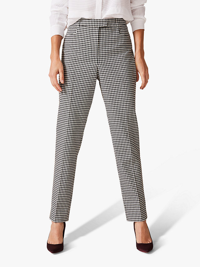 Phase Eight Ridley Dogtooth Tapered Trousers, Black/White, 10