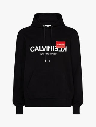 Calvin Klein Reverse Text Logo Hoodie, Calvin Black