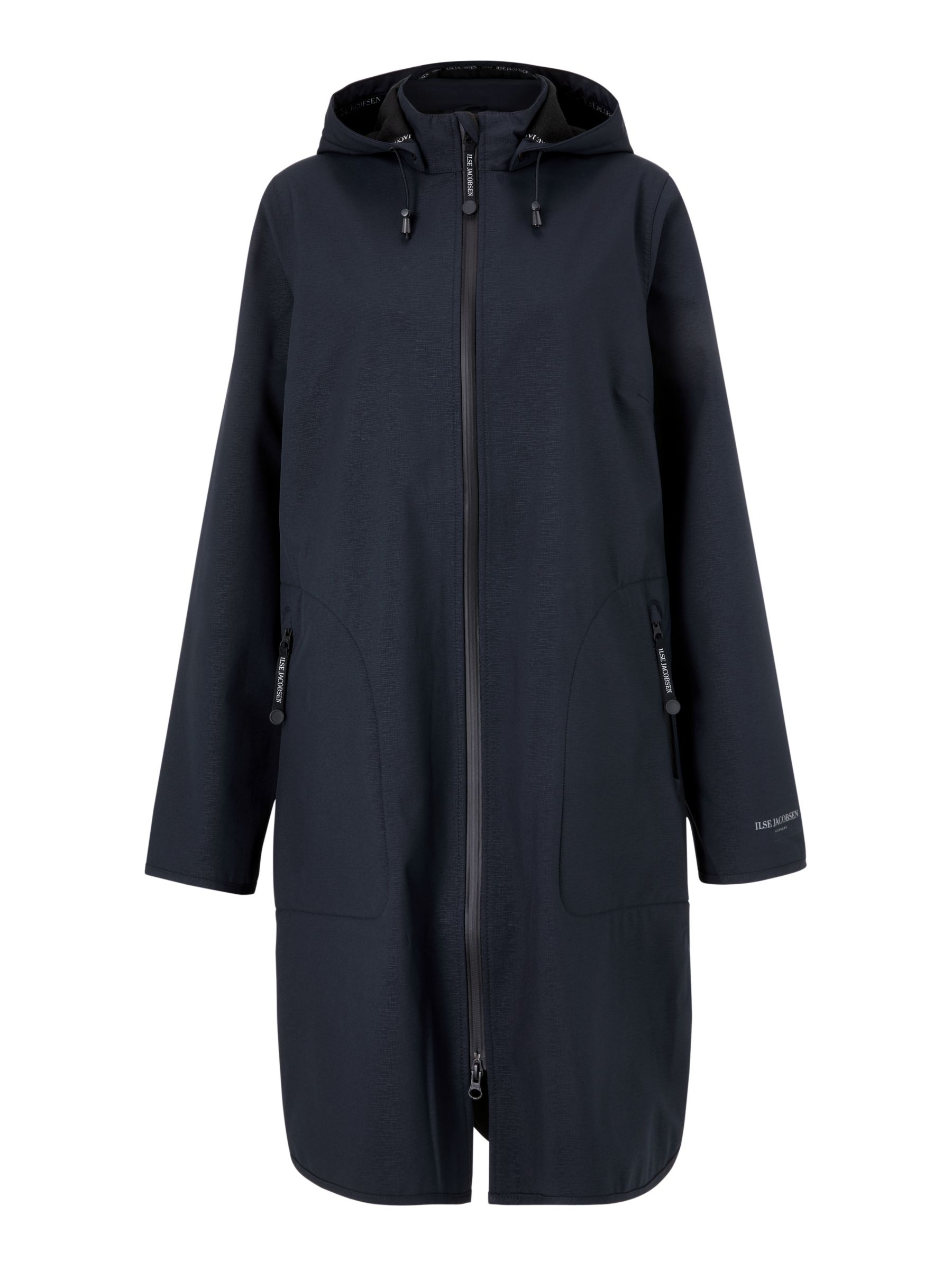 Ilse Jacobsen Hornbæk 3/4 Length Detachable Hood Raincoat, Dark Indigo ...