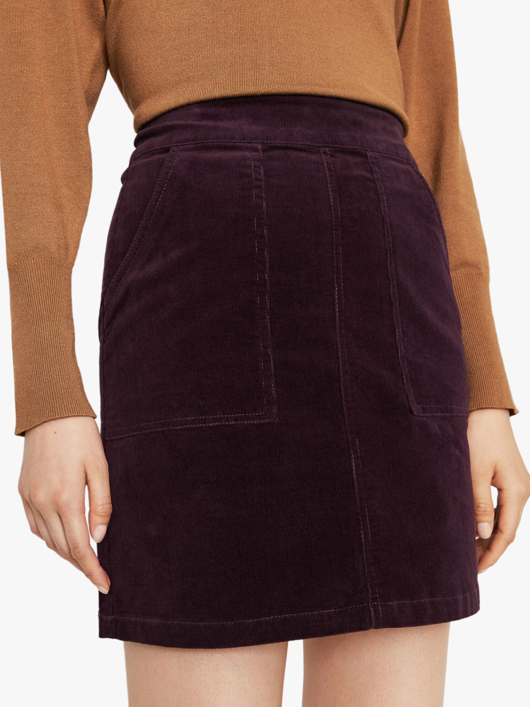 Warehouse Cord Patch Pocket Skirt, Berry