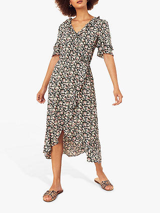 Oasis Crushed Ditsy Floral Wrap Dress, Multi