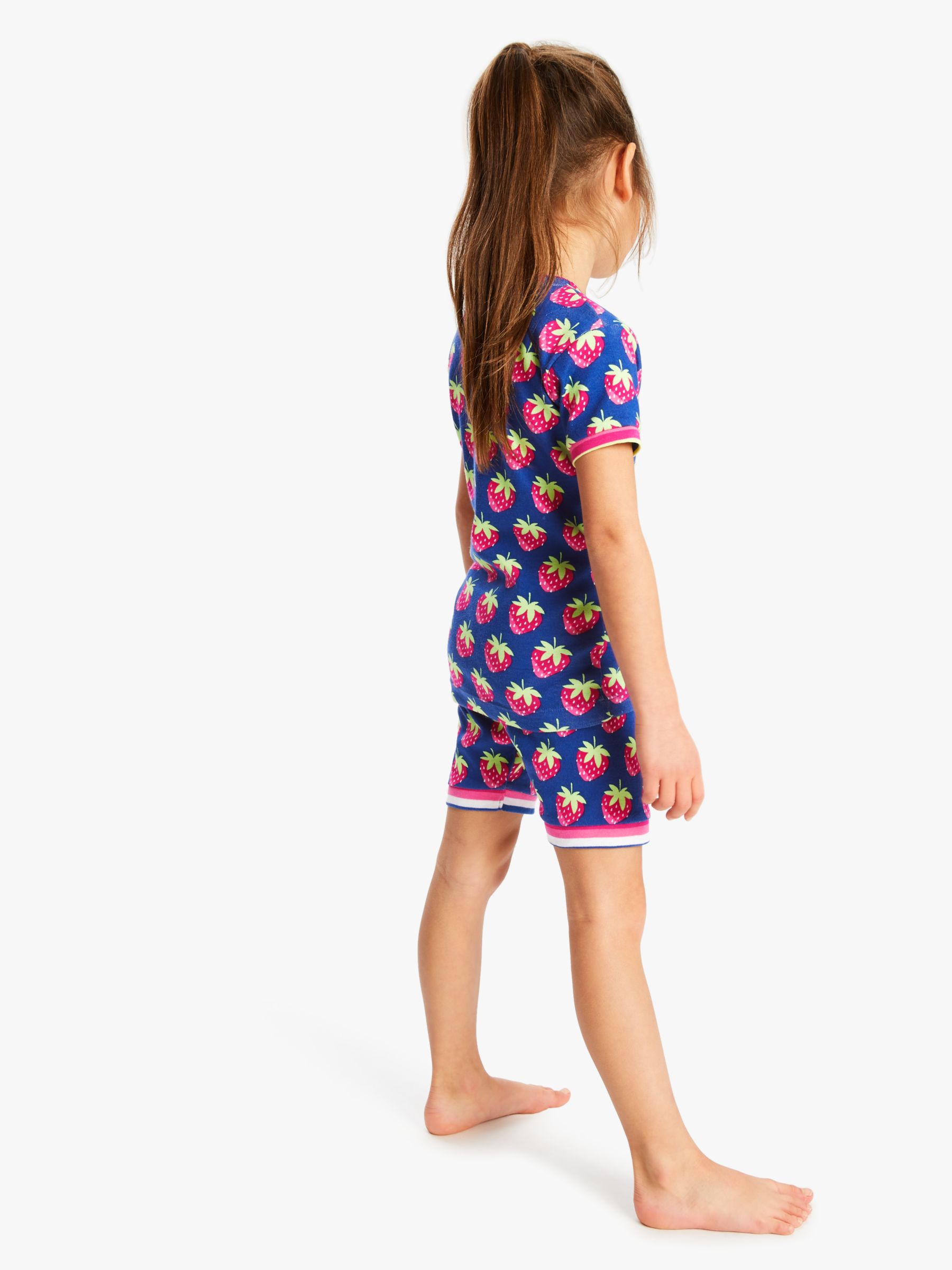 Hatley Girls' Strawberry Print Short Pyjamas, Blue