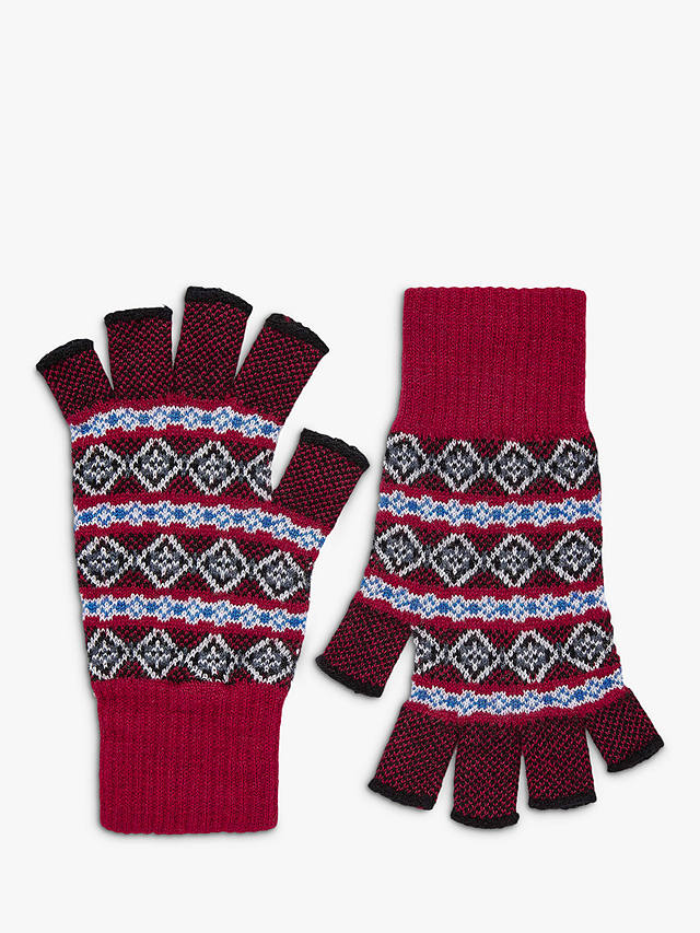 Brora Cashmere Abstract Pattern Fingerless Gloves, Chilli at John Lewis ...