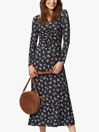 Brora Liberty of London Jersey Ruched Midi Dress, Midnight Floral