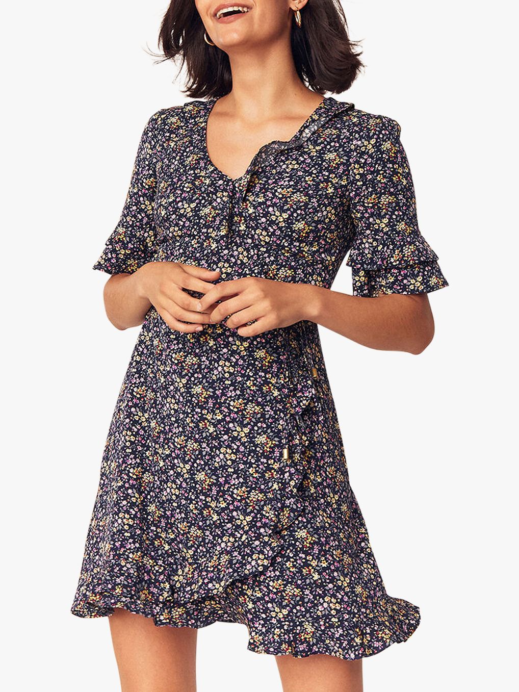Oasis Ditsy Floral Print Tea Dress, Blue/Multi