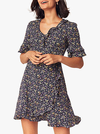 Oasis Ditsy Floral Print Tea Dress, Blue/Multi