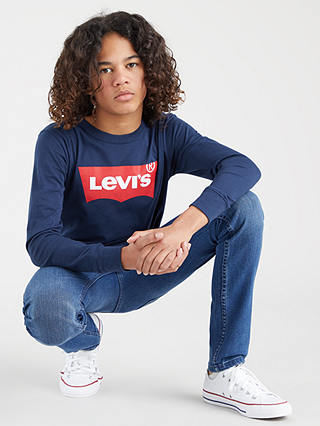 Levi's Kids' Long Sleeve Bat Logo T-Shirt, Navy