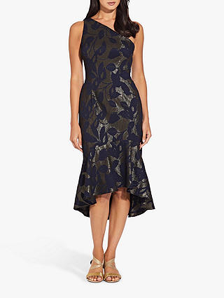 Adrianna Papell Jacquard One Shoulder Dress, Blue Moon