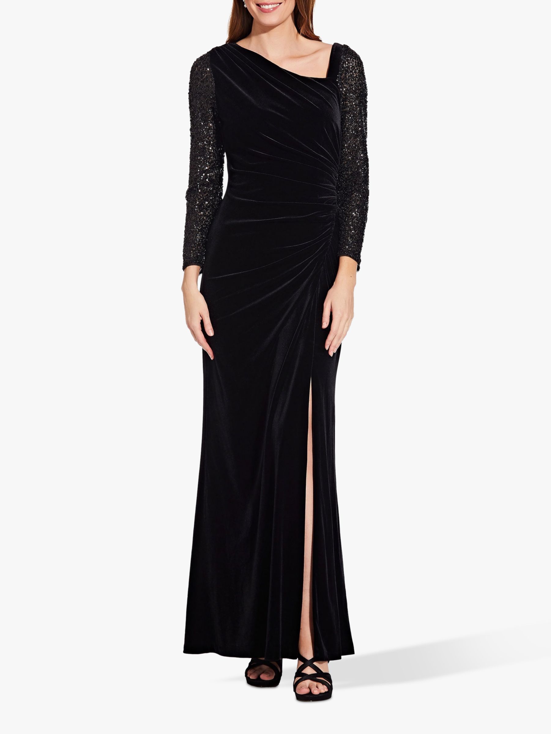 Adrianna Papell Velvet Sequin Dress, Black