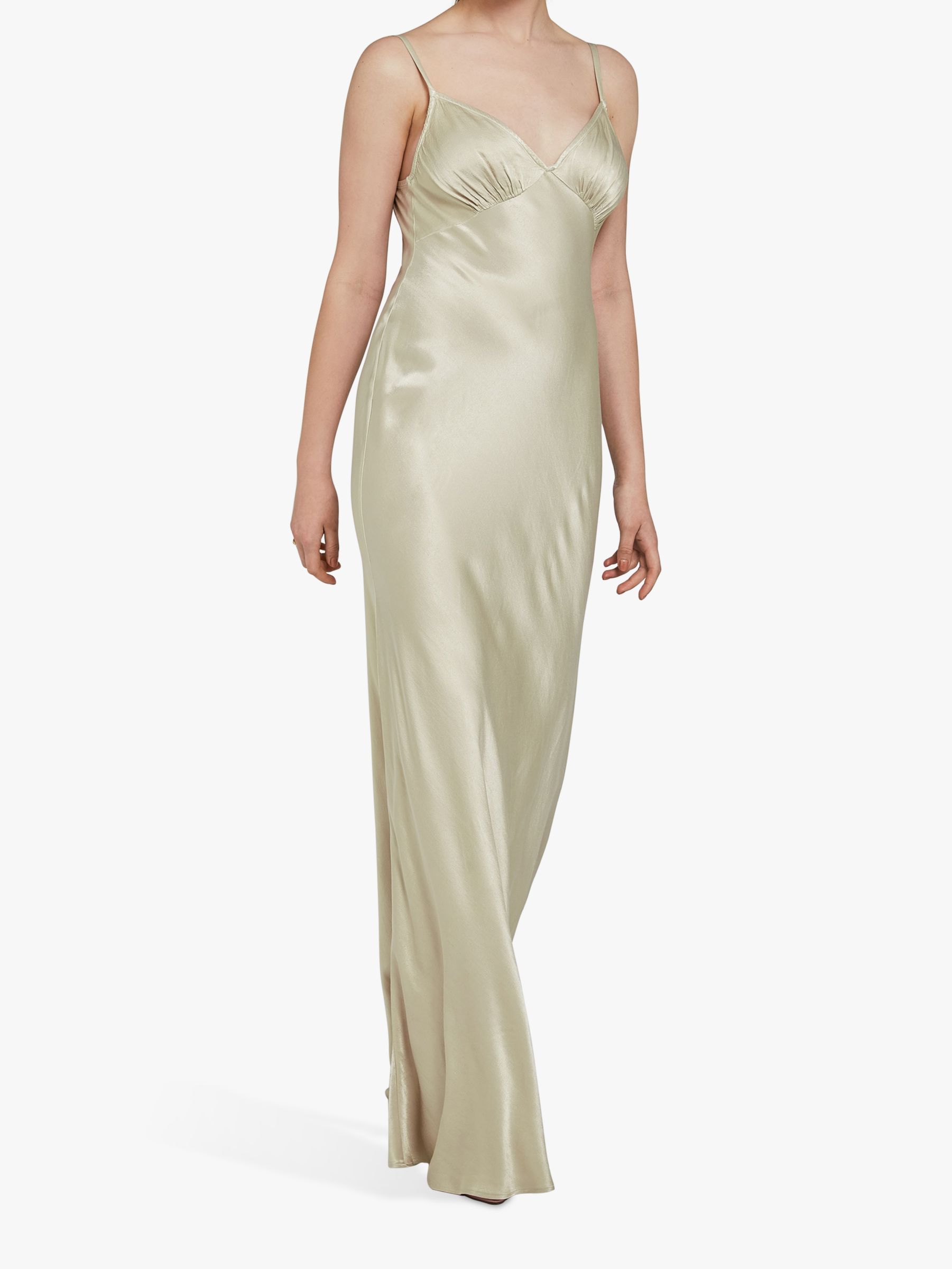 Ghost Drew Satin Maxi Dress, Champagne at John Lewis & Partners