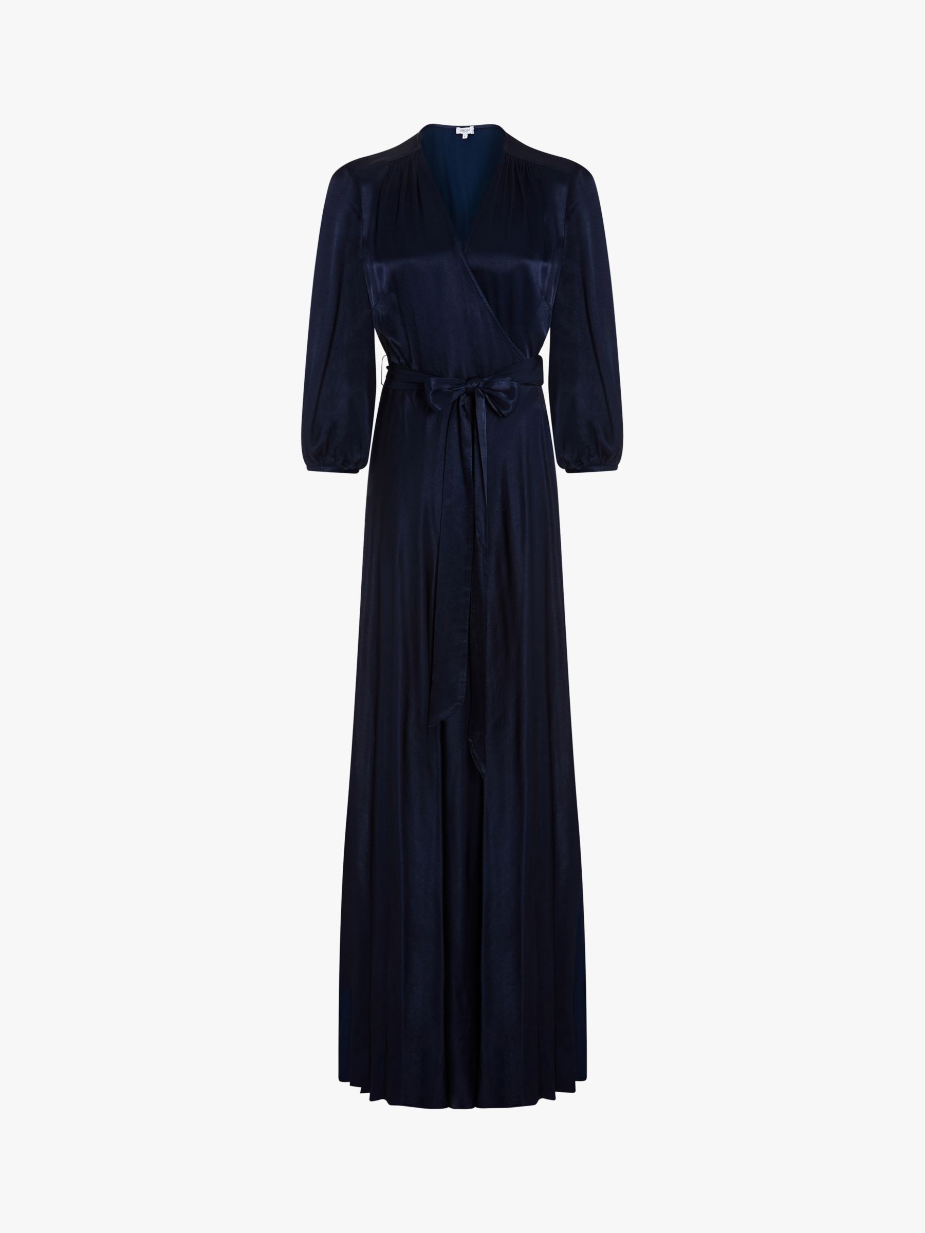 Ghost Gabrielle Satin Wrap Maxi Dress, Navy, XS