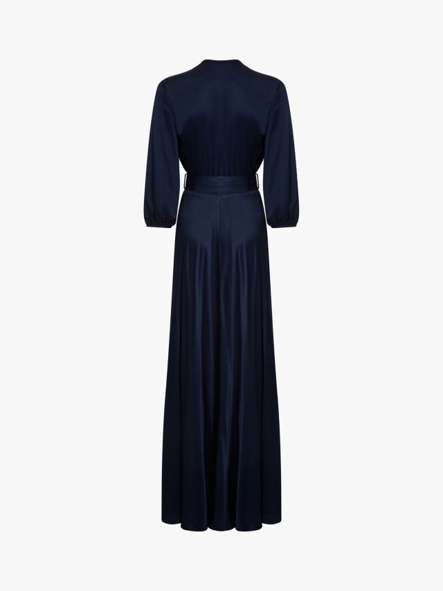 Ghost Gabrielle Satin Wrap Maxi Dress, Navy, XS