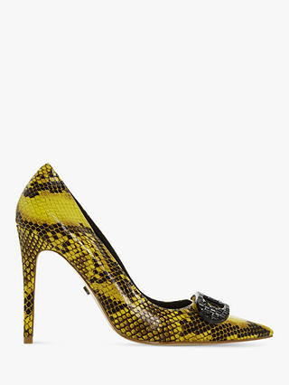 Dune Belvedere Stiletto Heel Court Shoes, Yellow Reptile