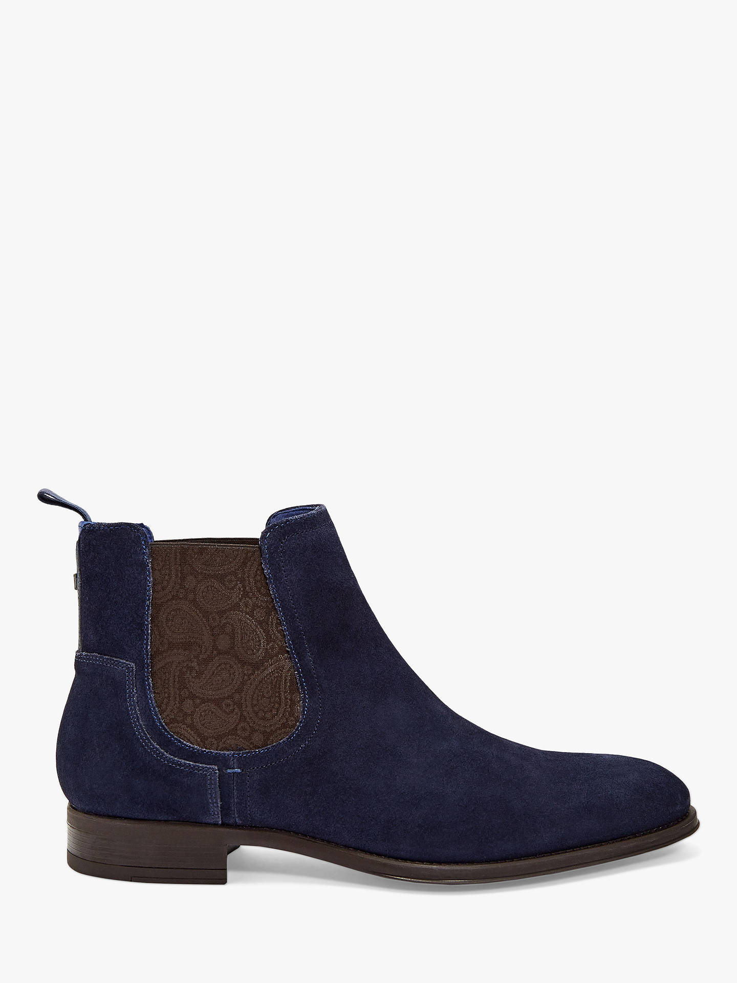 Ted Baker Travic Paisley Suede Chelsea Boots, Dark Blue at John Lewis ...