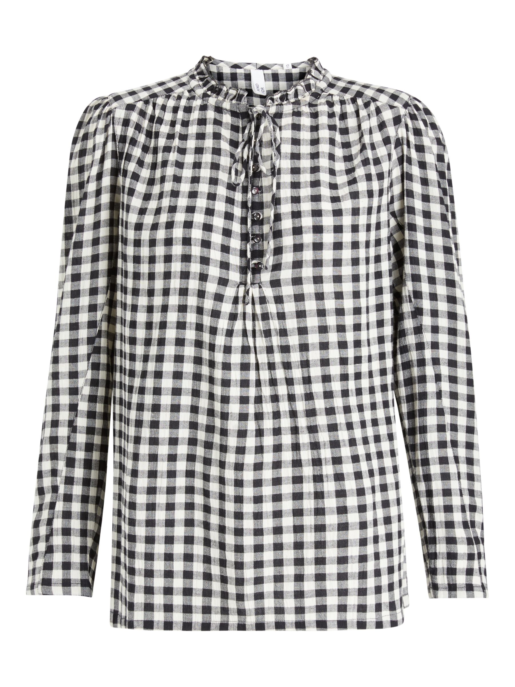 AND/OR Maudie Check Shirt, Black/White